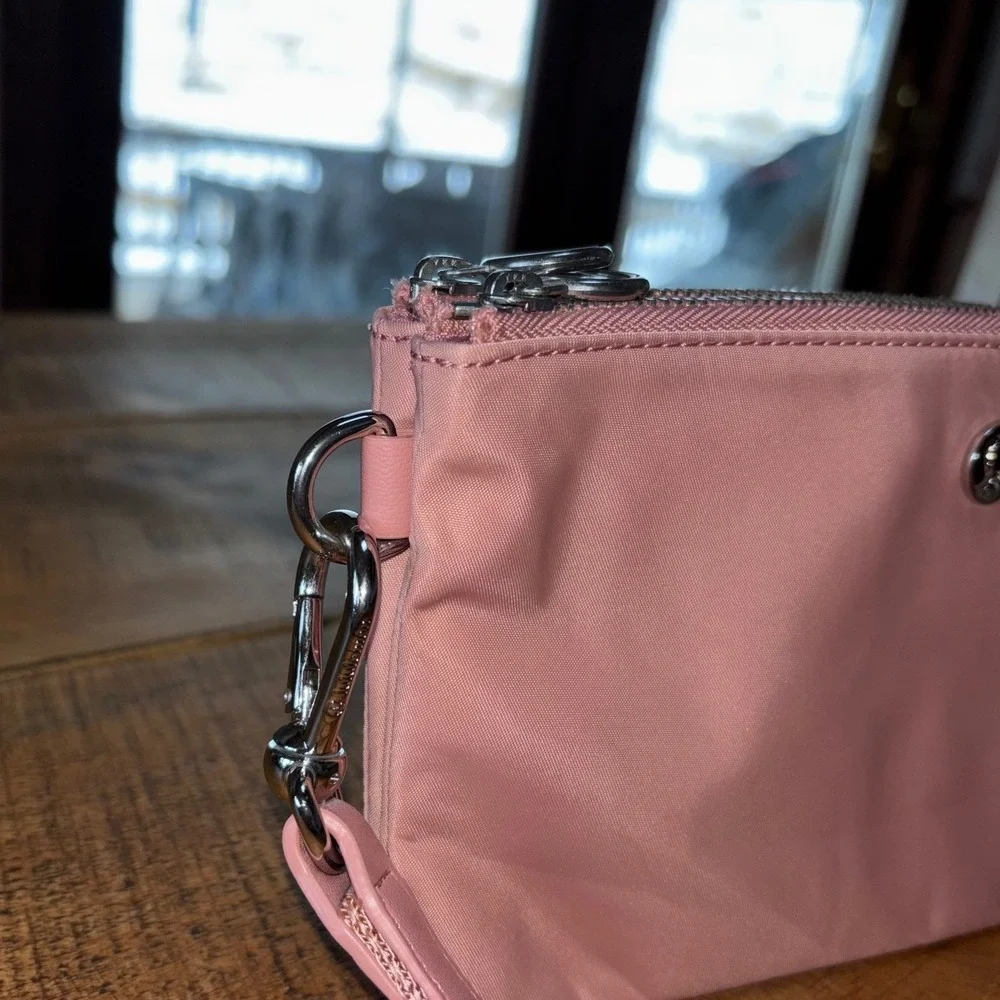 Lululemon‎ Now and Always Pink Wristlet Double Zipper Pockets Removable Strap